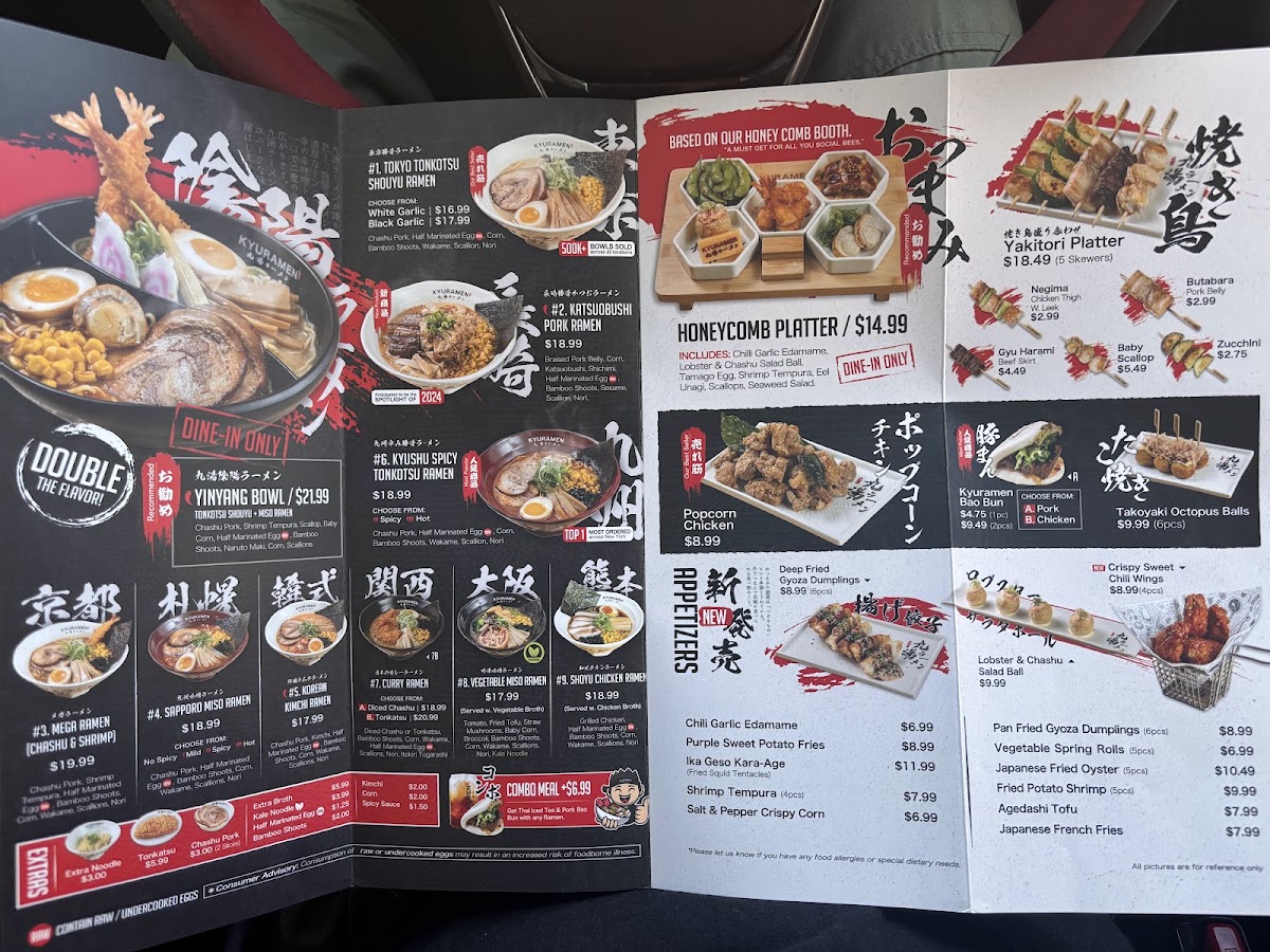 Kyuramen x TBaar - Arcadia menu board