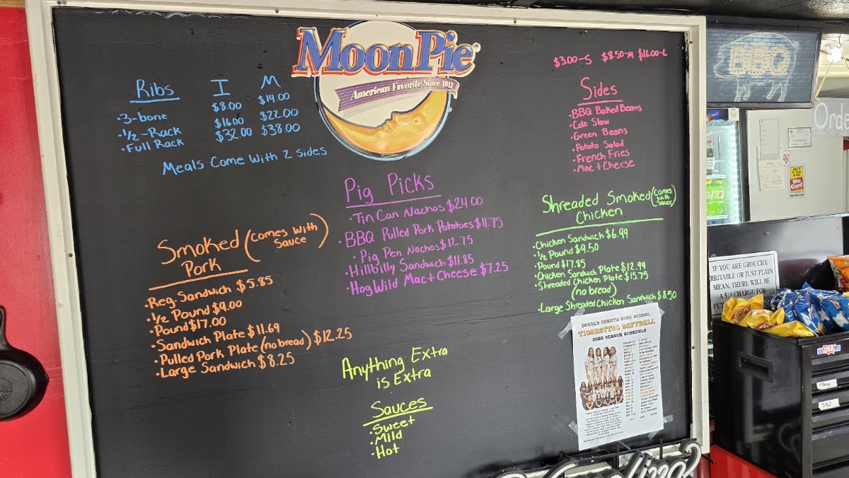 The Lipstick Pig Barbeque menu board