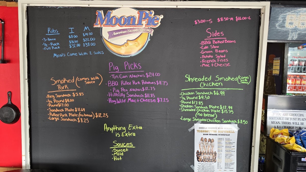 The Lipstick Pig Barbeque menu board