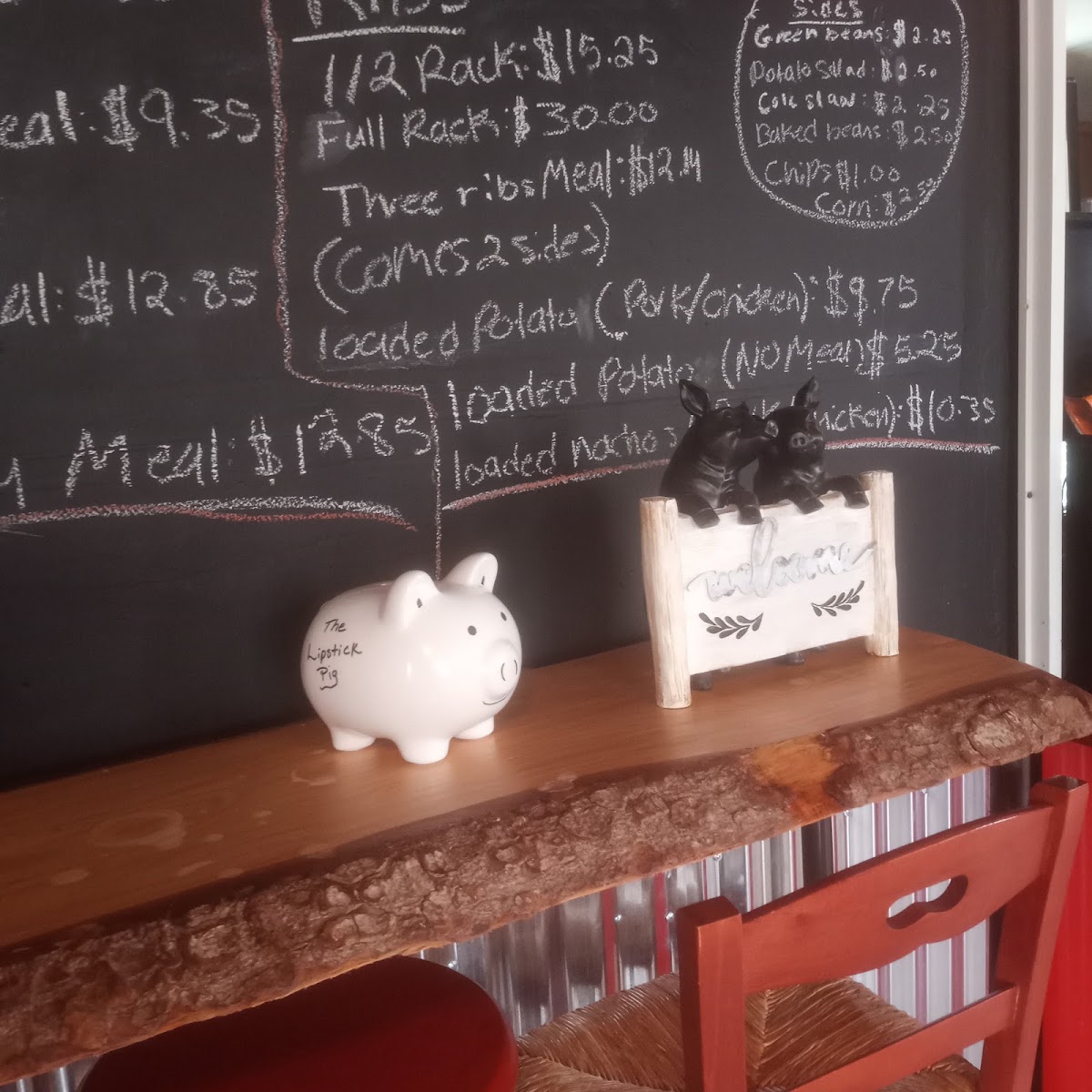The Lipstick Pig Barbeque menu board