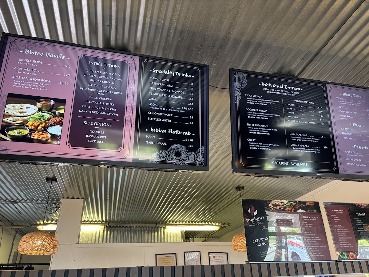 Tandoori Bistro menu board