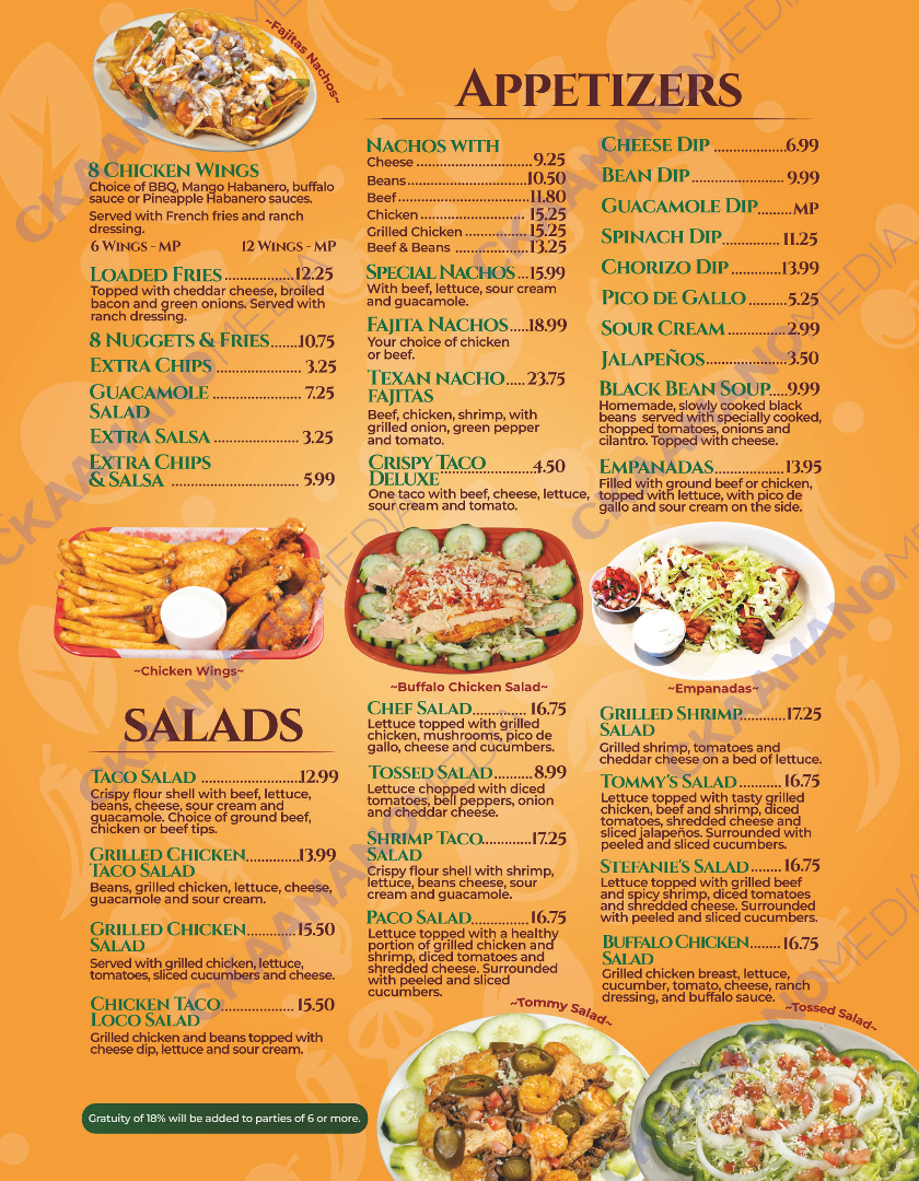 La Cocina Mexican Restaurant Burlington #8 menu board