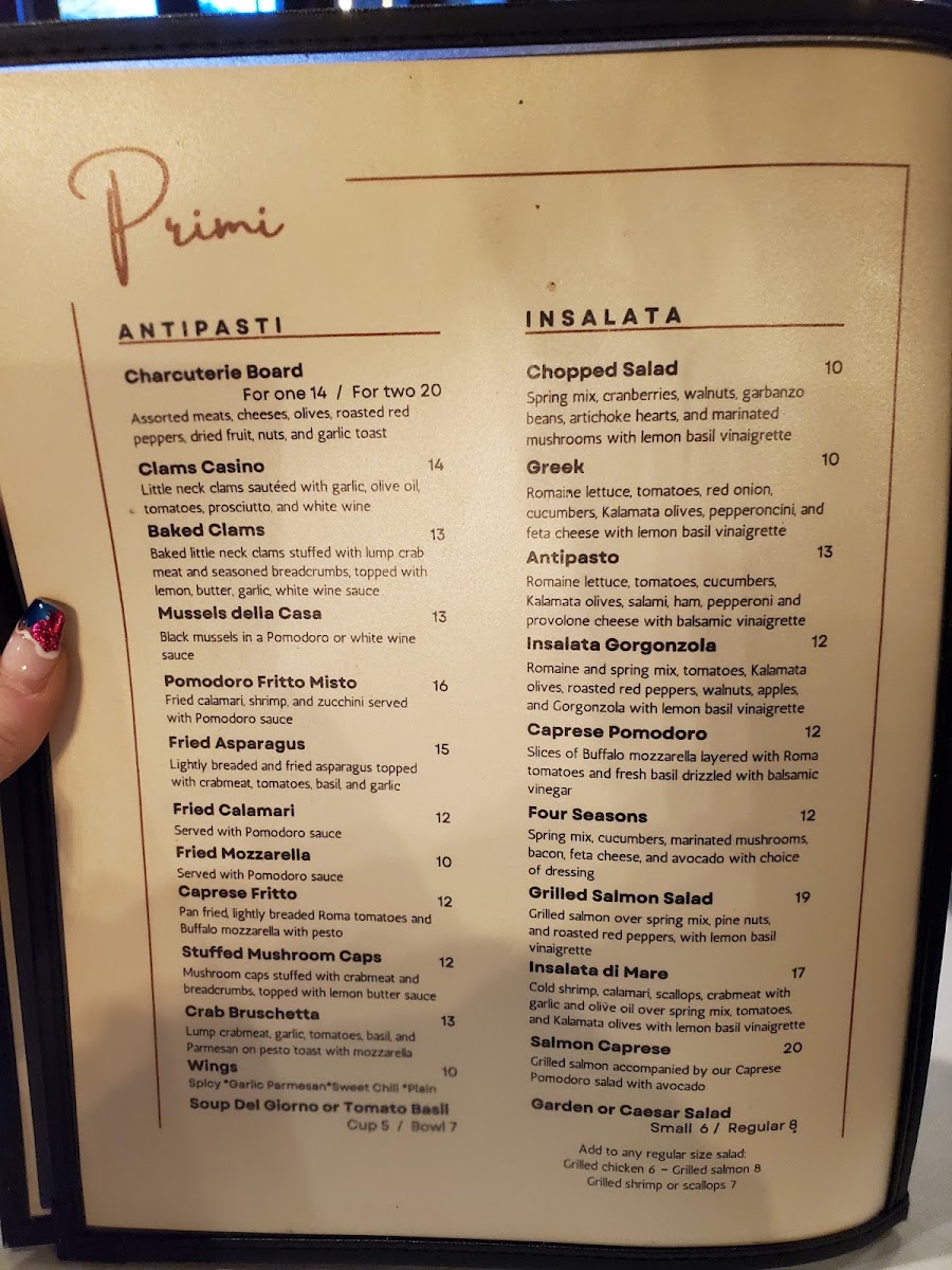 Pomodoro's Cucina Italiana | Clear Lake menu board