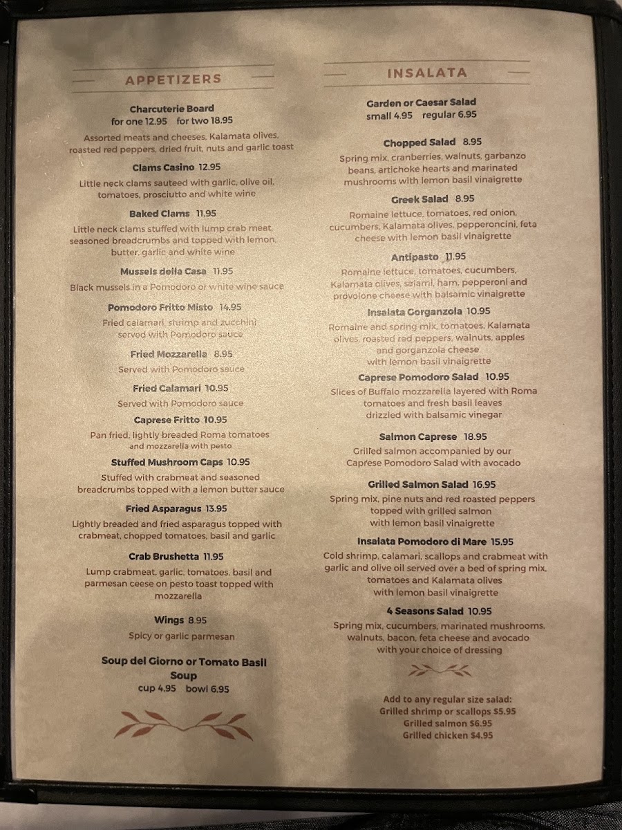 Pomodoro's Cucina Italiana | Clear Lake menu board