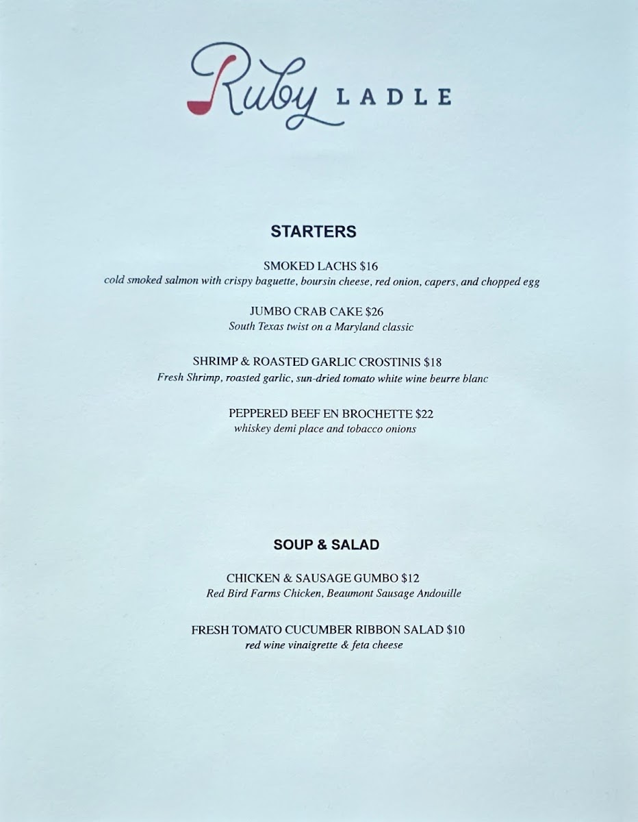 Ruby Ladle menu board