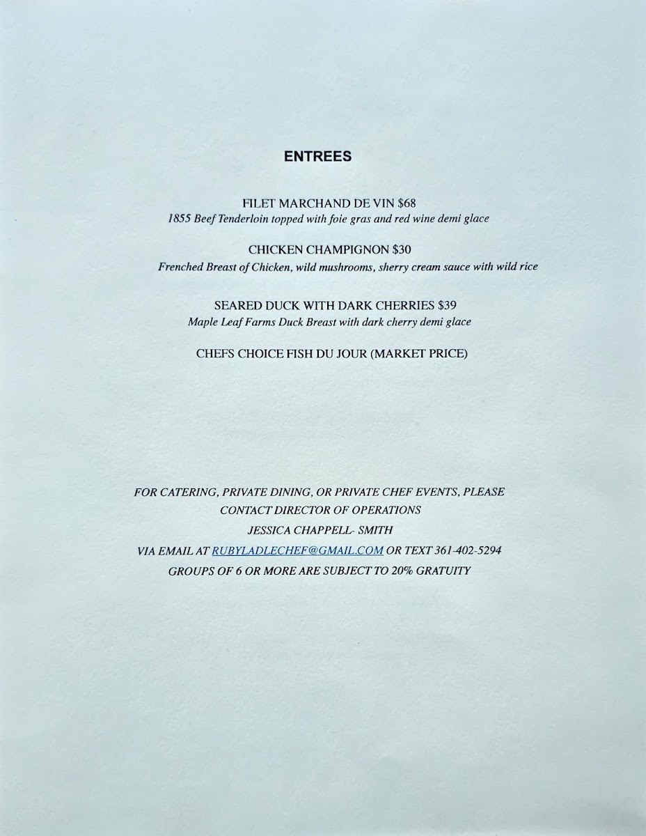 Ruby Ladle menu board