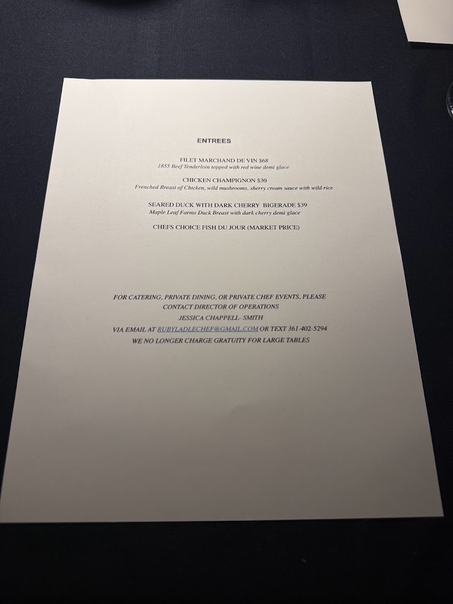 Ruby Ladle menu board