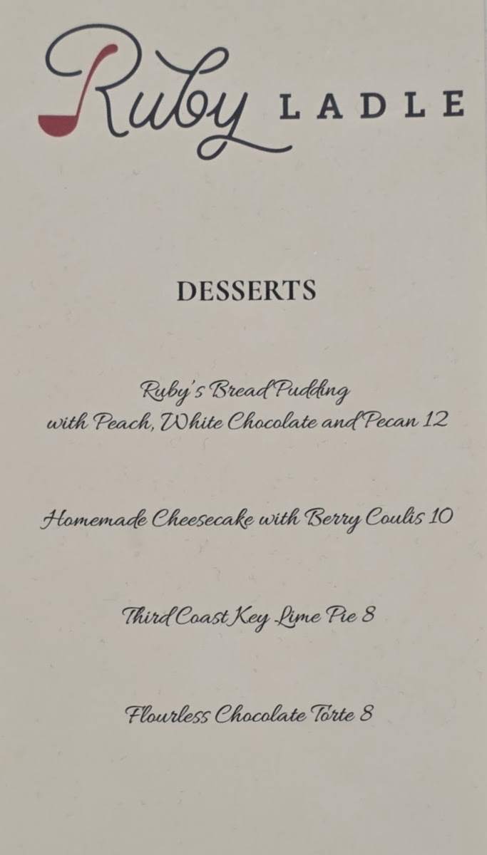 Ruby Ladle menu board