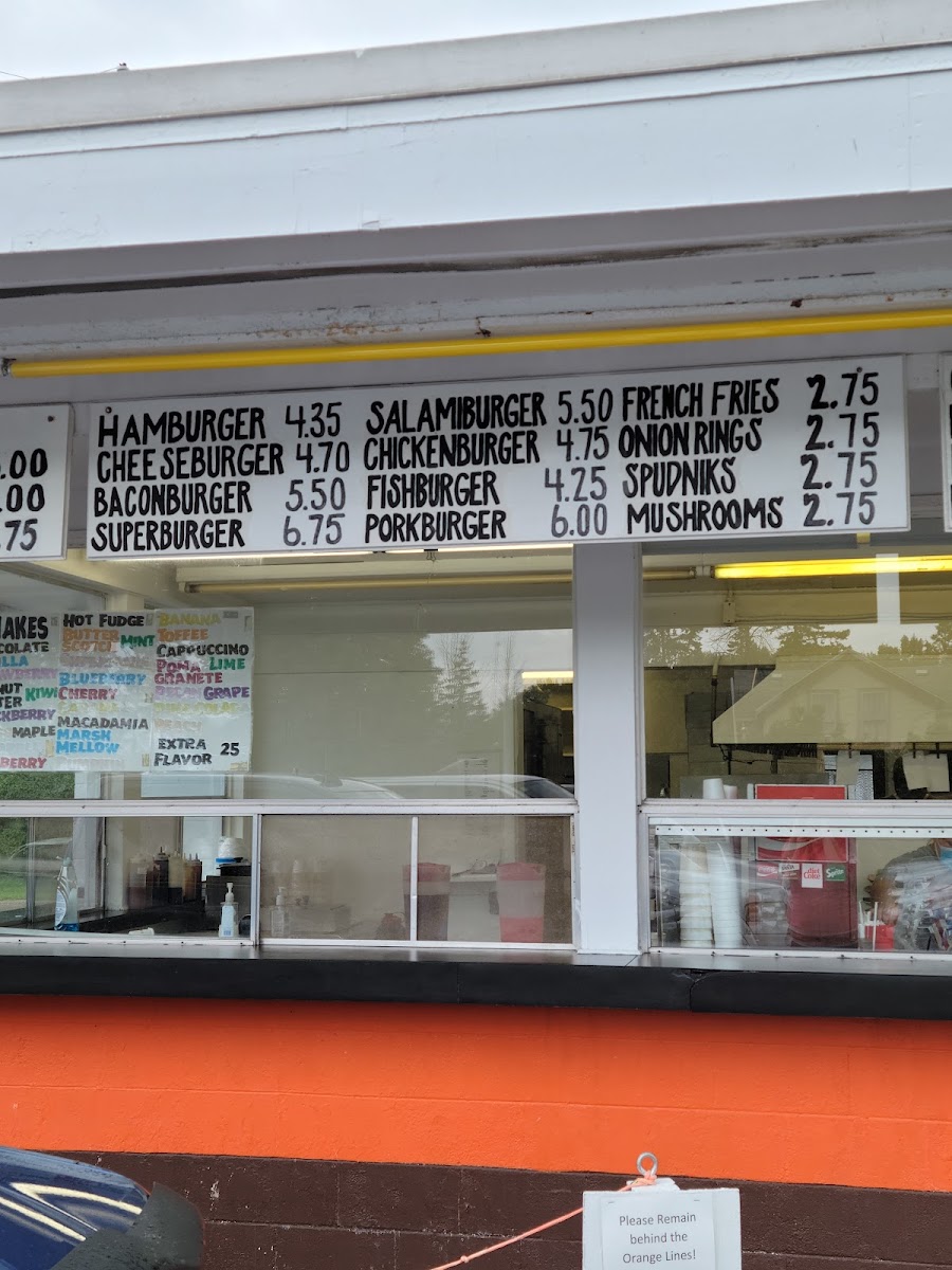 Yeck Family Drive-In Restaurant menu board