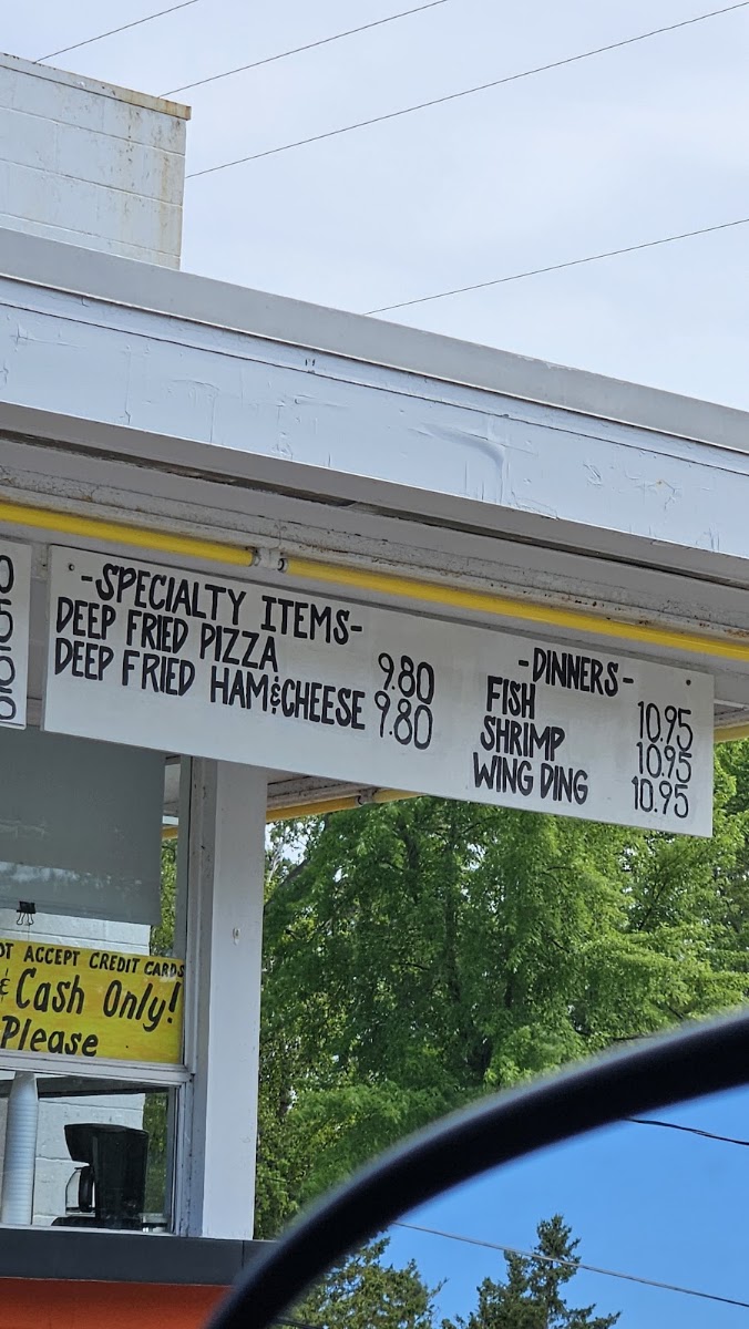 Yeck Family Drive-In Restaurant menu board