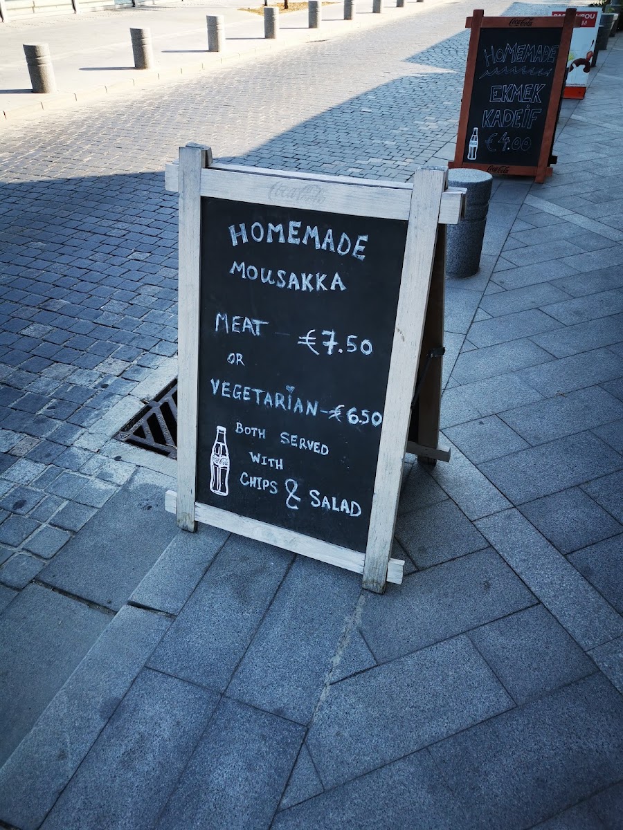 Kybele Cafe Restaurant menu board