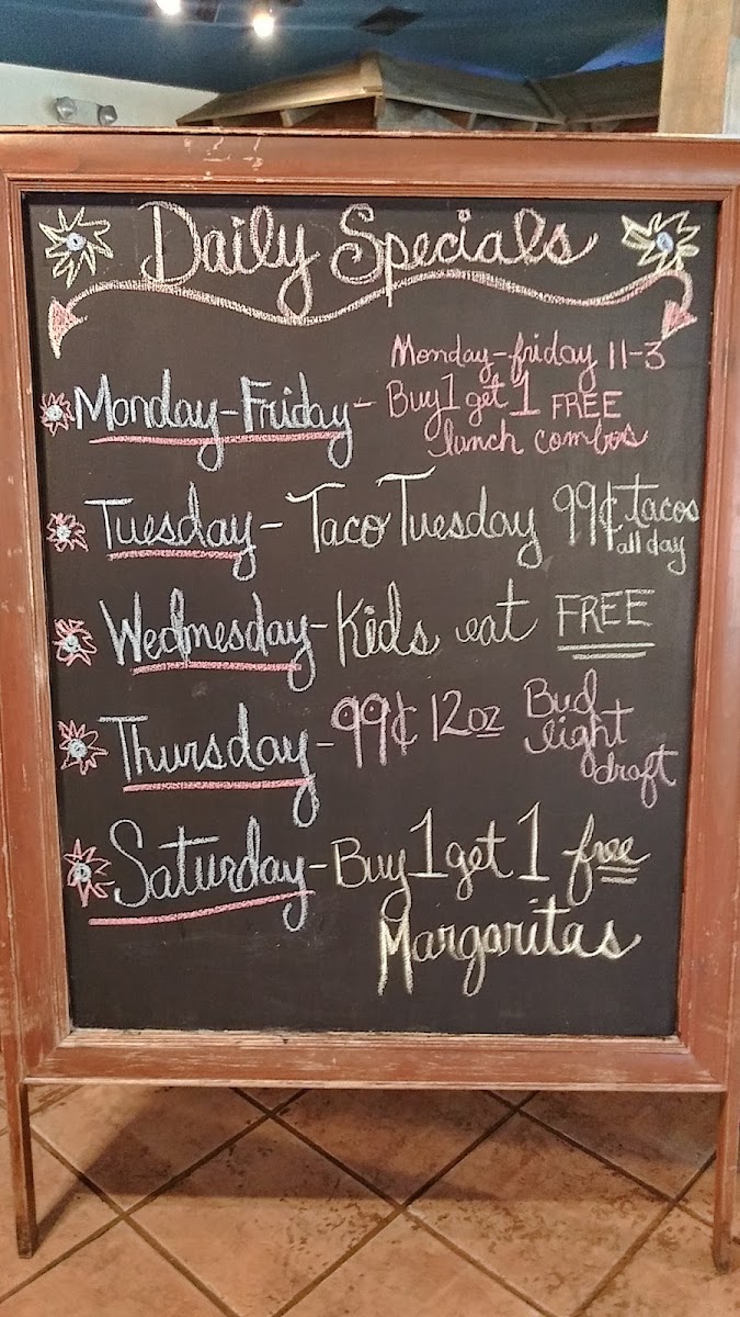 Jalapeños Cantina menu board