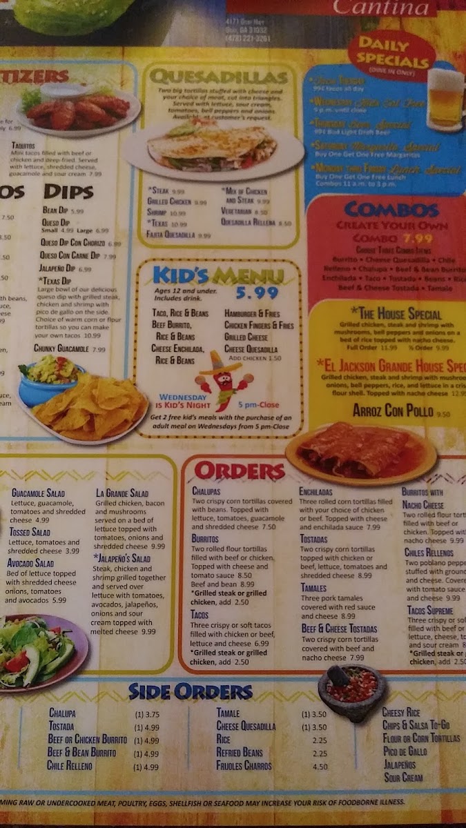 Jalapeños Cantina menu board