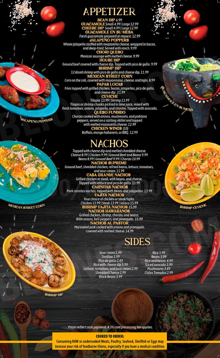 El Jimador Mexican Grill menu board