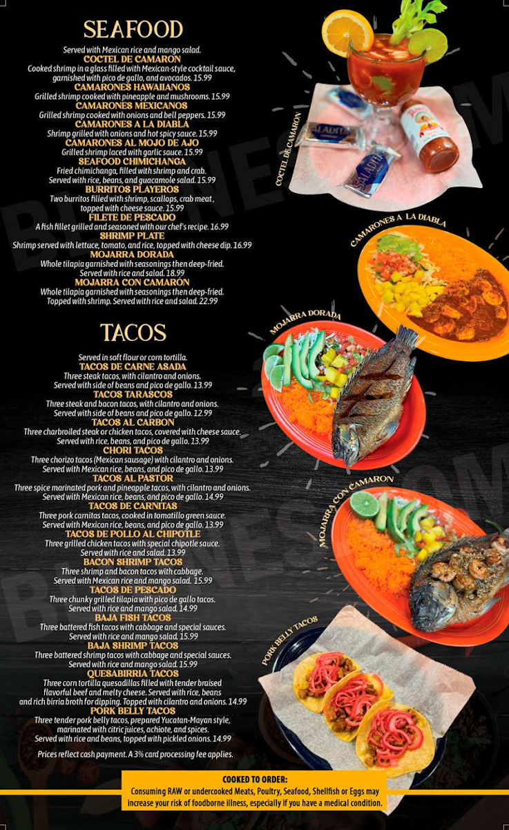 El Jimador Mexican Grill menu board