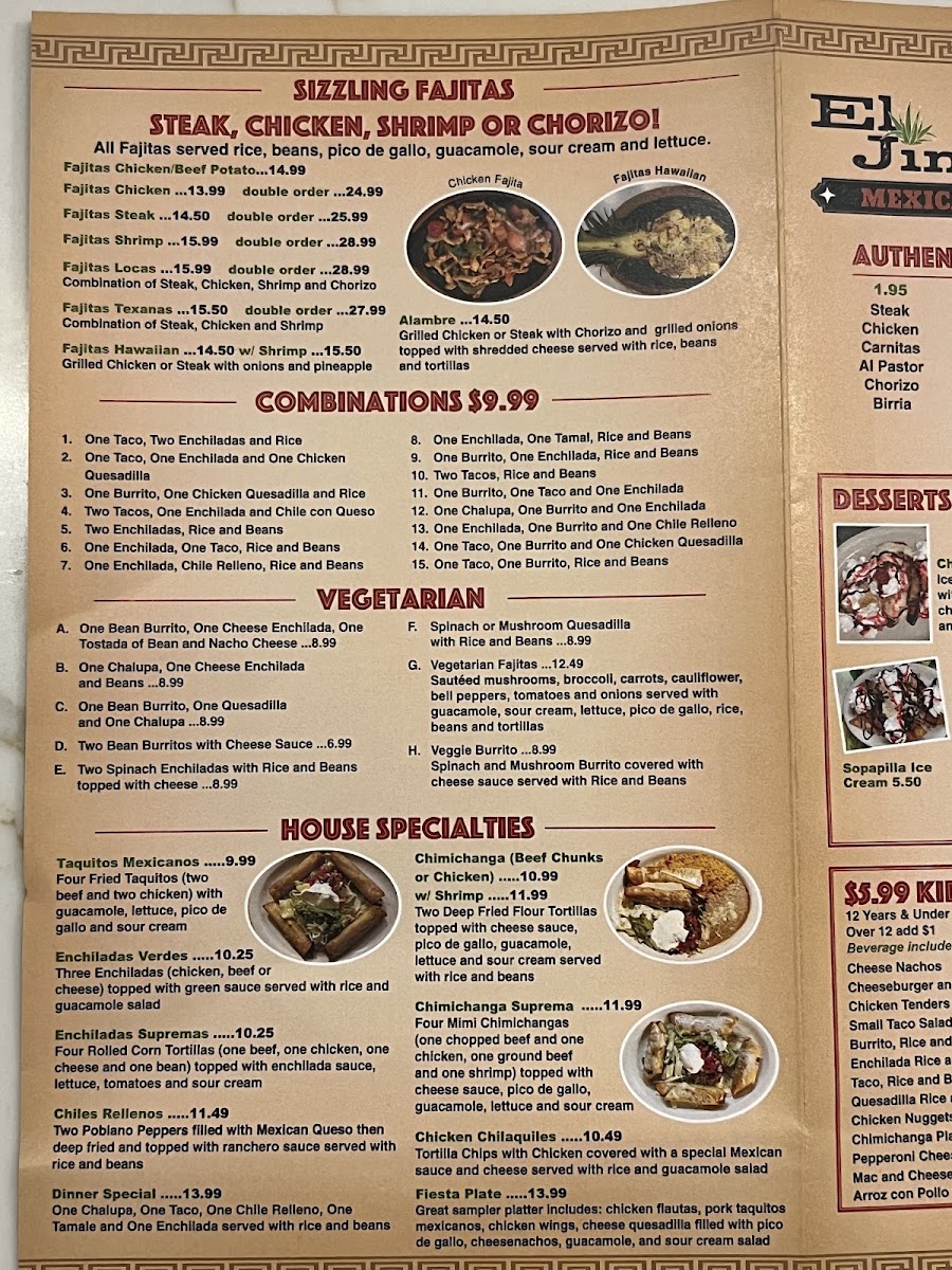 El Jimador Mexican Grill menu board