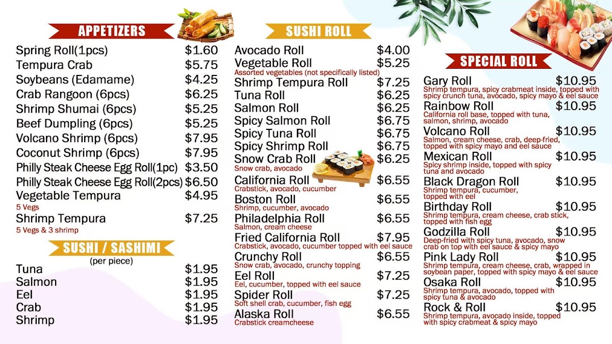 Osaka Hibachi&sushi menu board