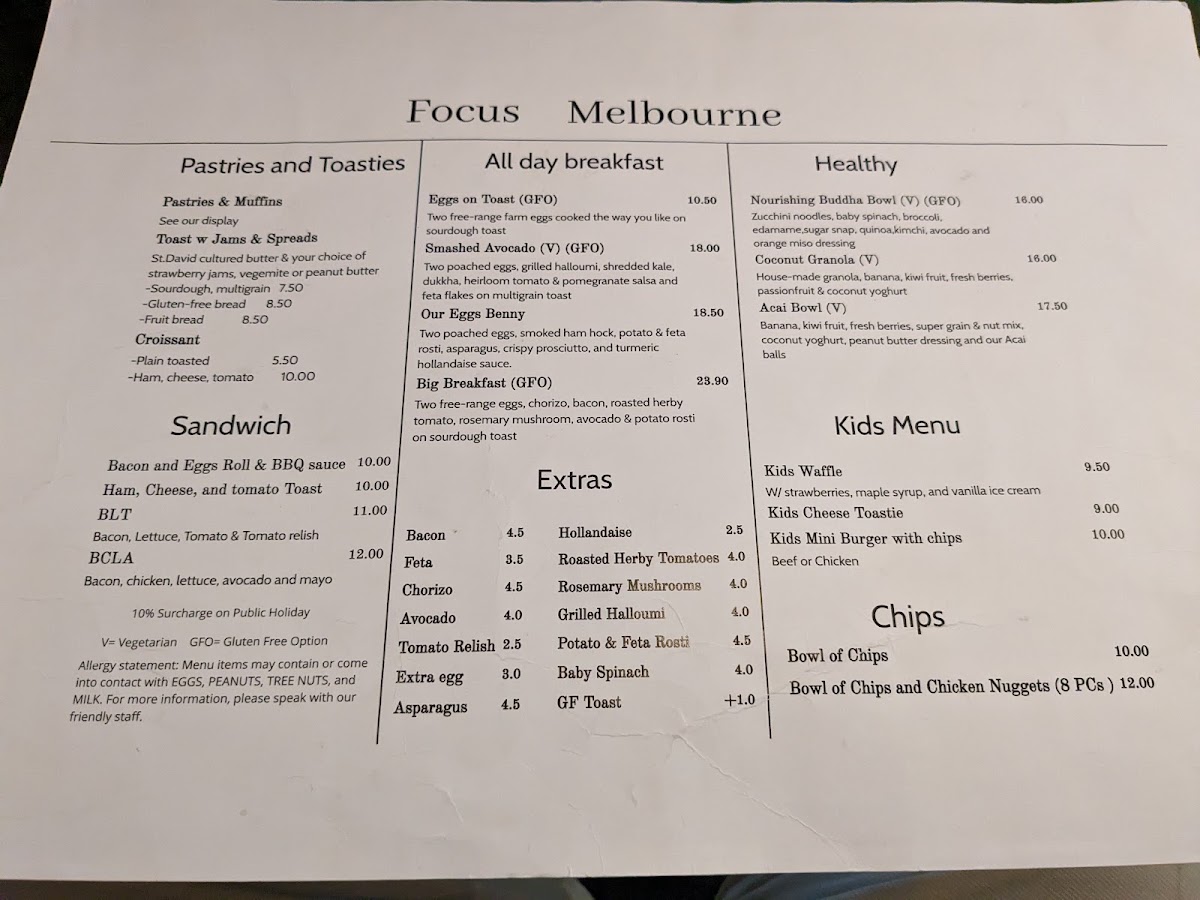 Focus Melbourne menu board
