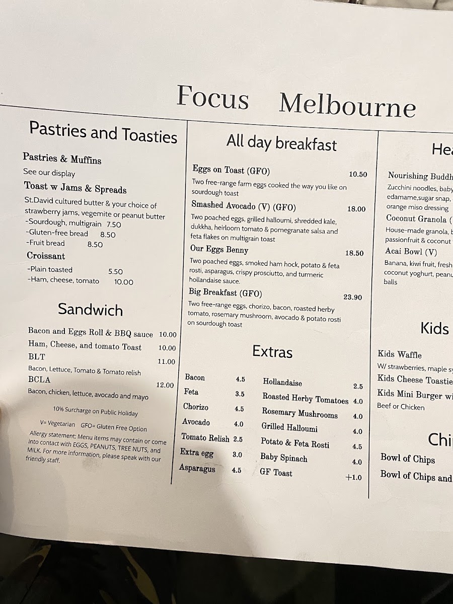 Focus Melbourne menu board