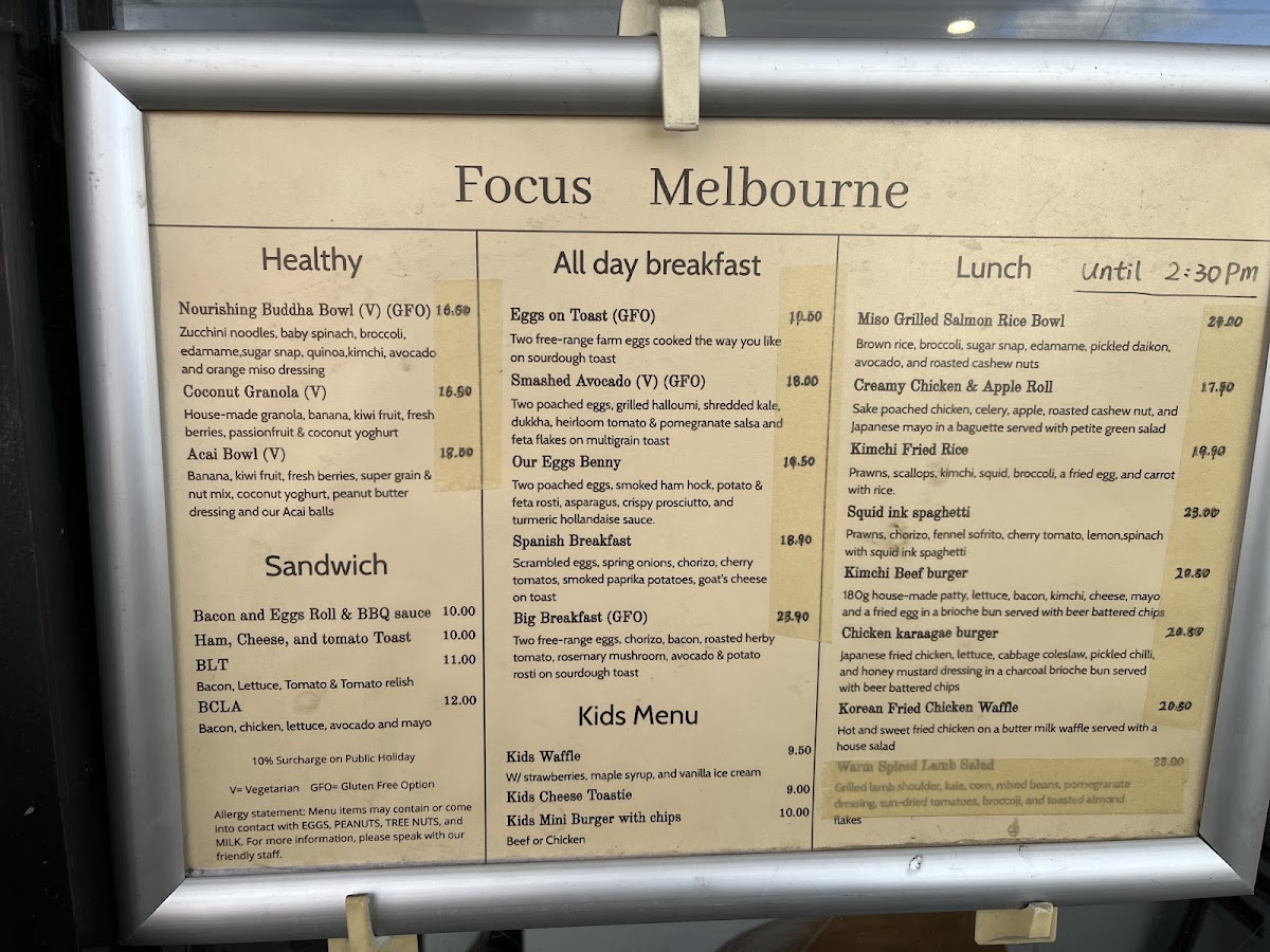 Focus Melbourne menu board