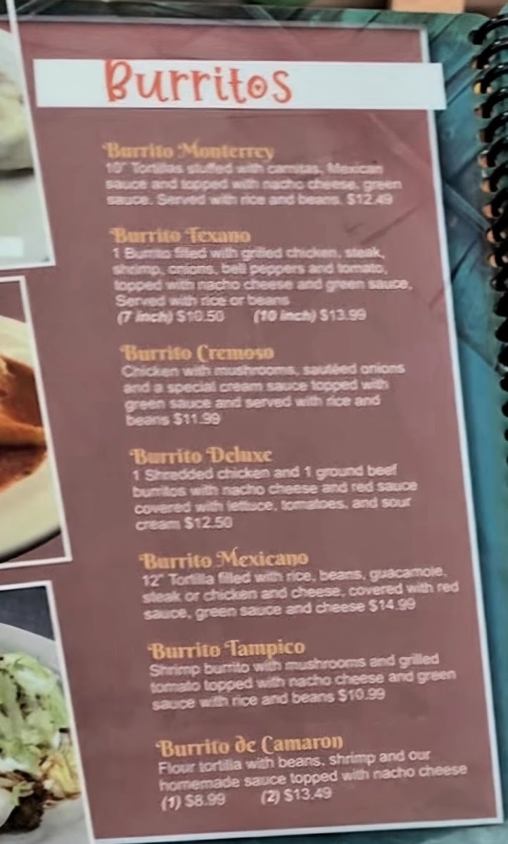 Jarocho's Mexican Bar & Grill menu board