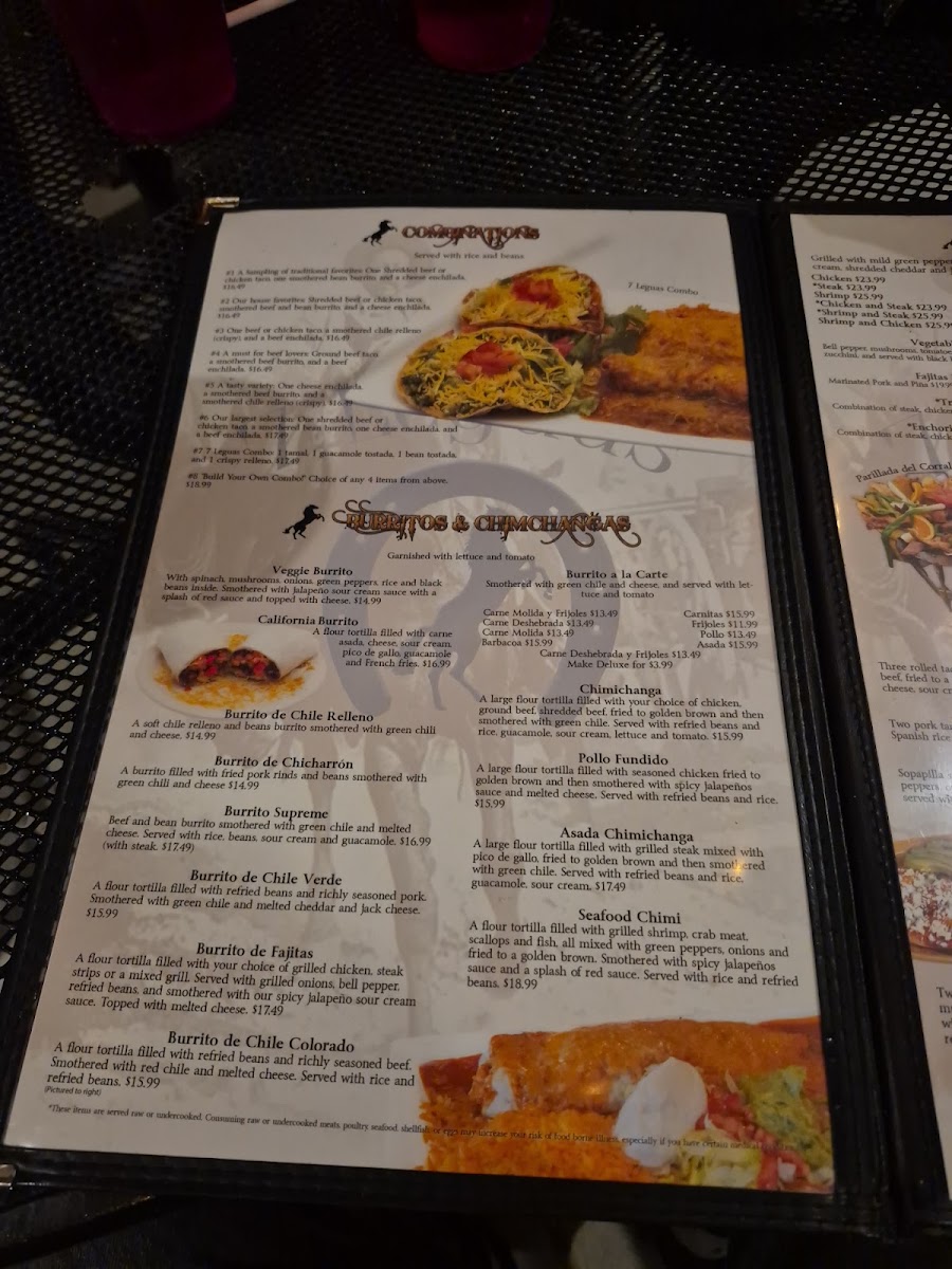 7 Leguas Mexican Grille menu board
