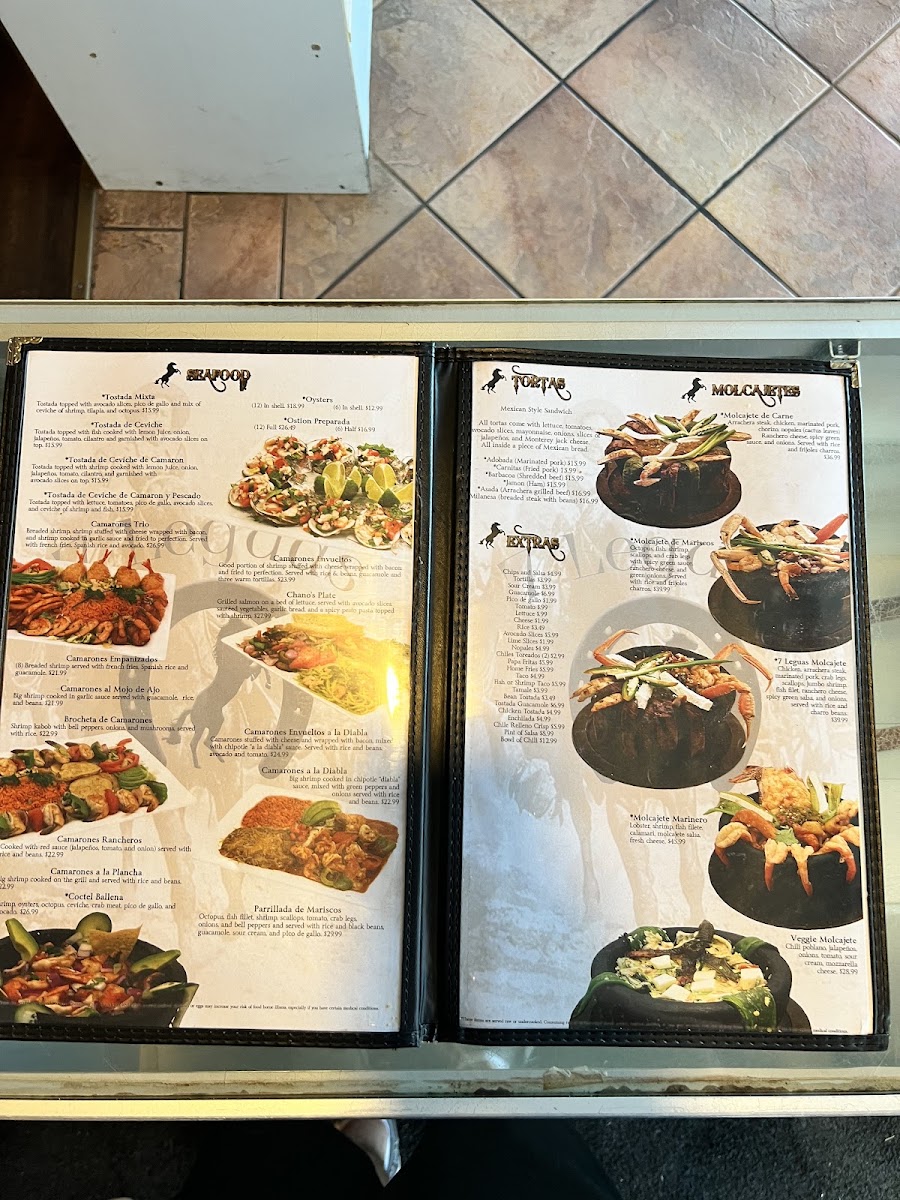 7 Leguas Mexican Grille menu board