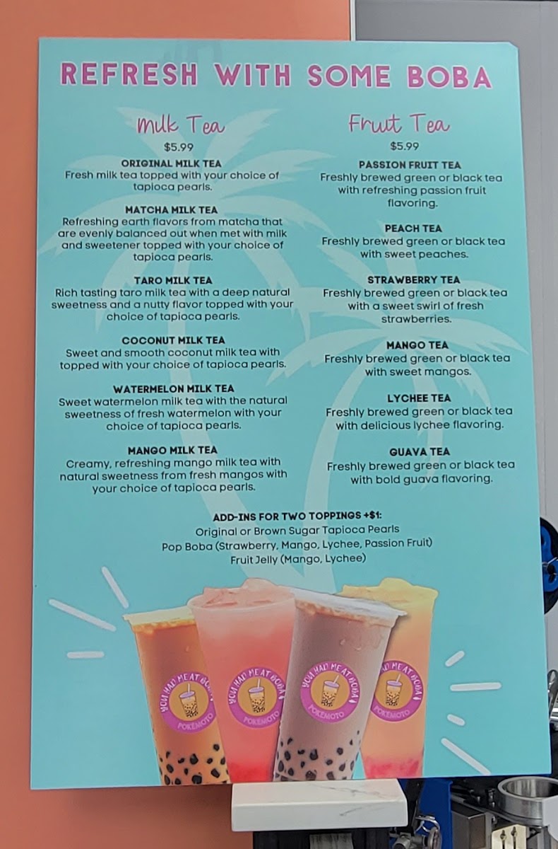 Pokemoto menu board