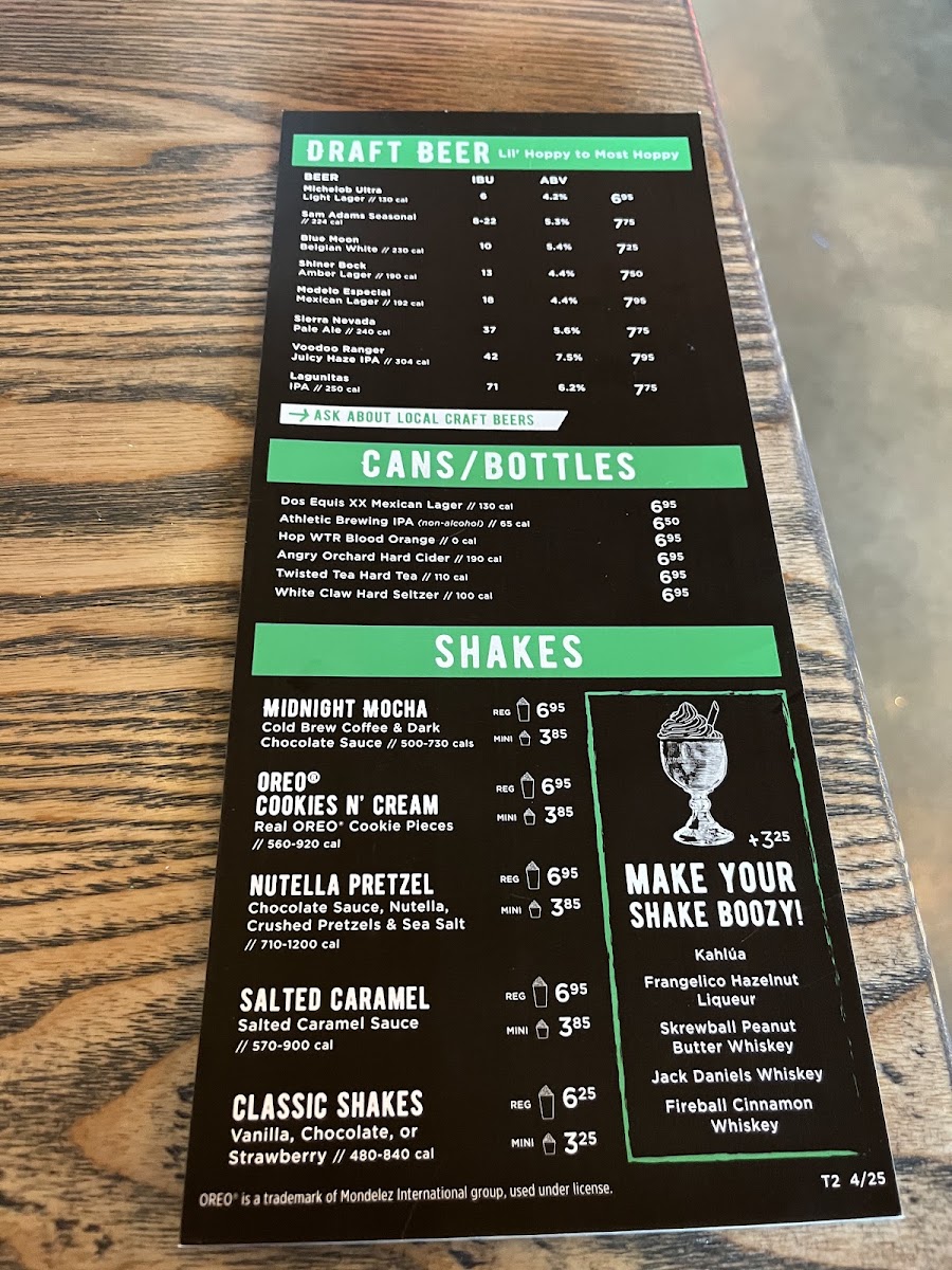 Hopdoddy Burger Bar menu board