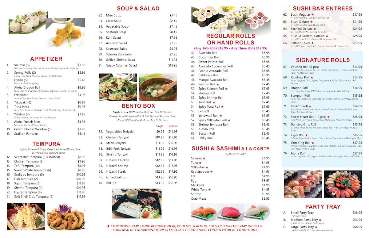 Aloha Poke & Sushi menu board