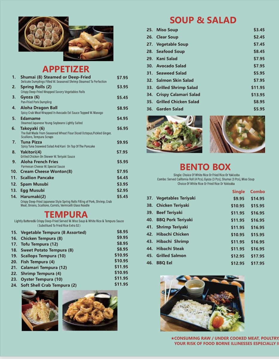 Aloha Poke & Sushi menu board