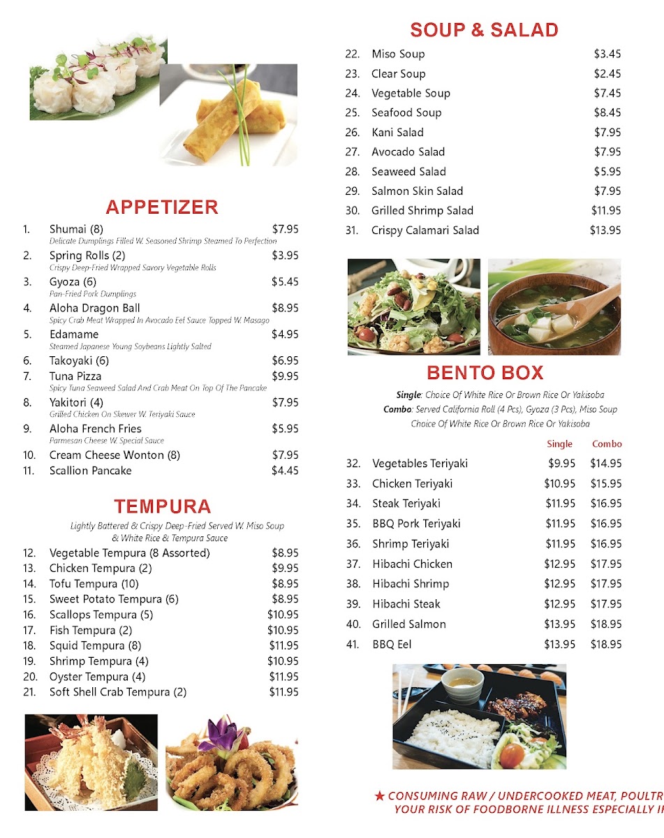 Aloha Poke & Sushi menu board
