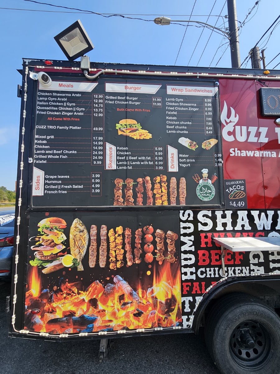 Cuzz Trio (Food Truck) menu board