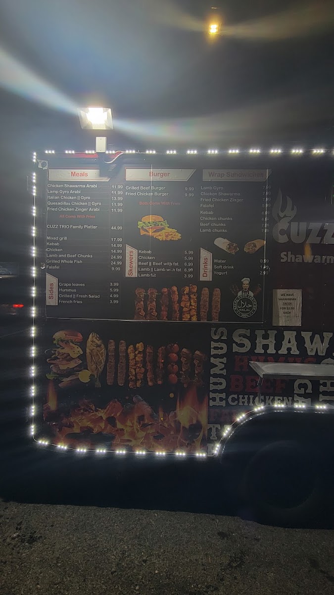 Cuzz Trio (Food Truck) menu board