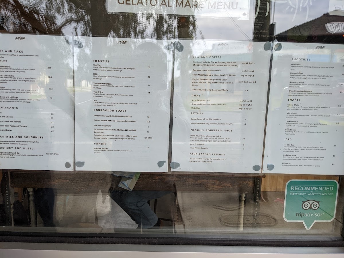 The Invy Cafe Al Mare menu board