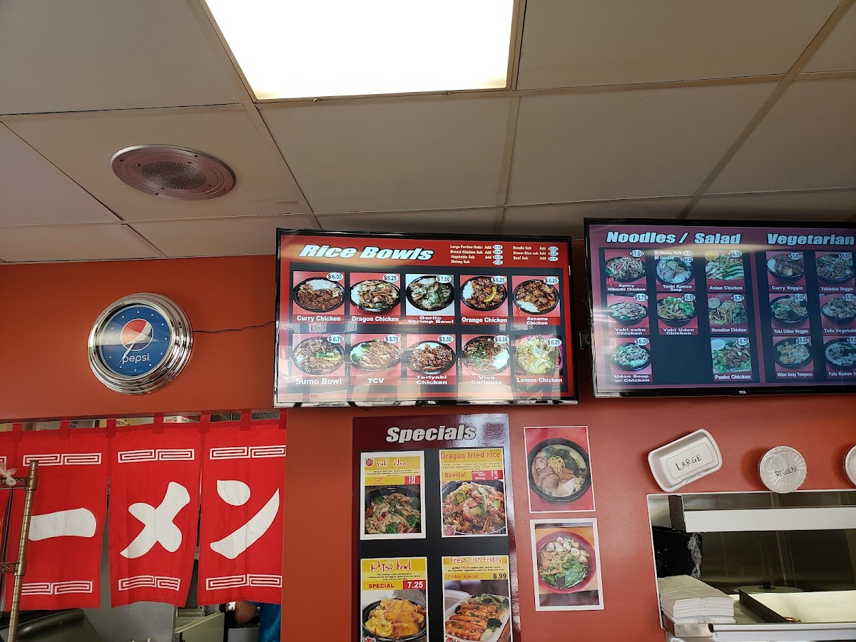 Yoshi's Fresh Asian Grill menu board