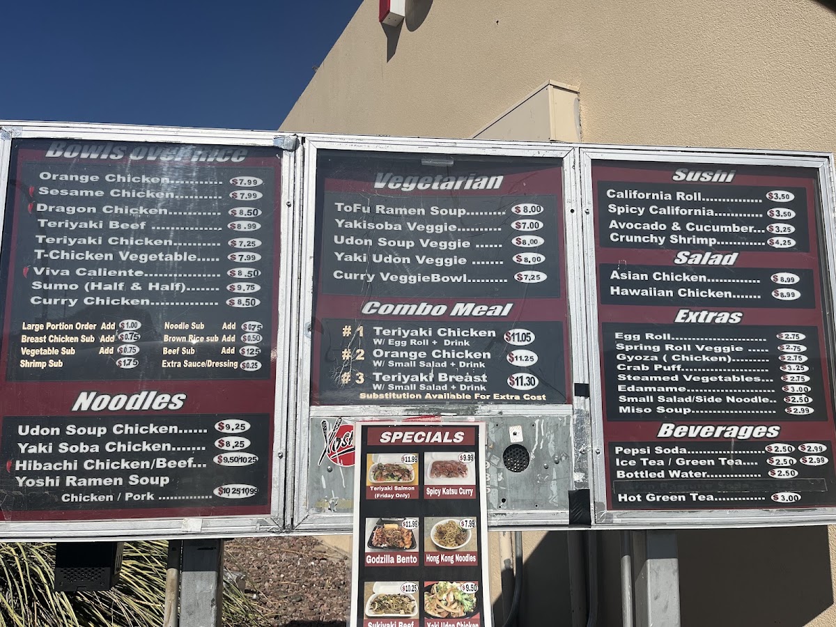 Yoshi's Fresh Asian Grill menu board