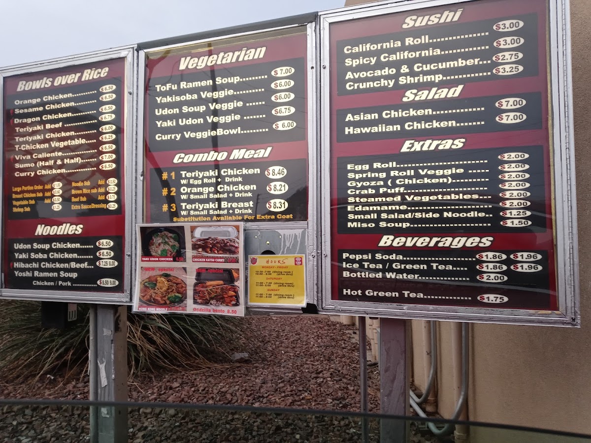 Yoshi's Fresh Asian Grill menu board