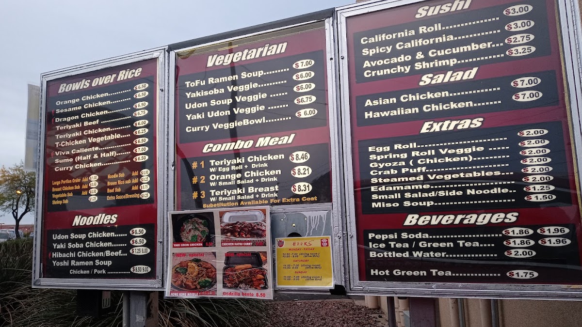 Yoshi's Fresh Asian Grill menu board