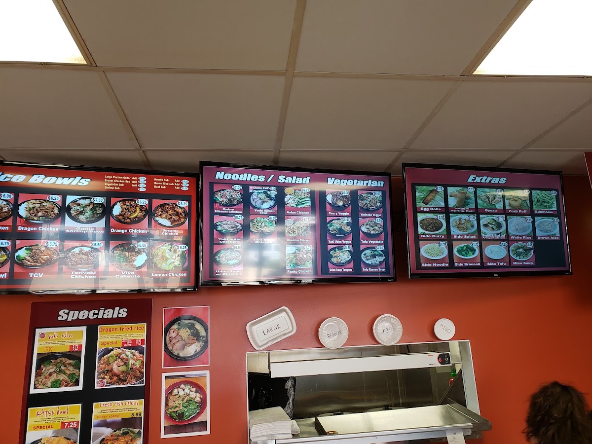 Yoshi's Fresh Asian Grill menu board