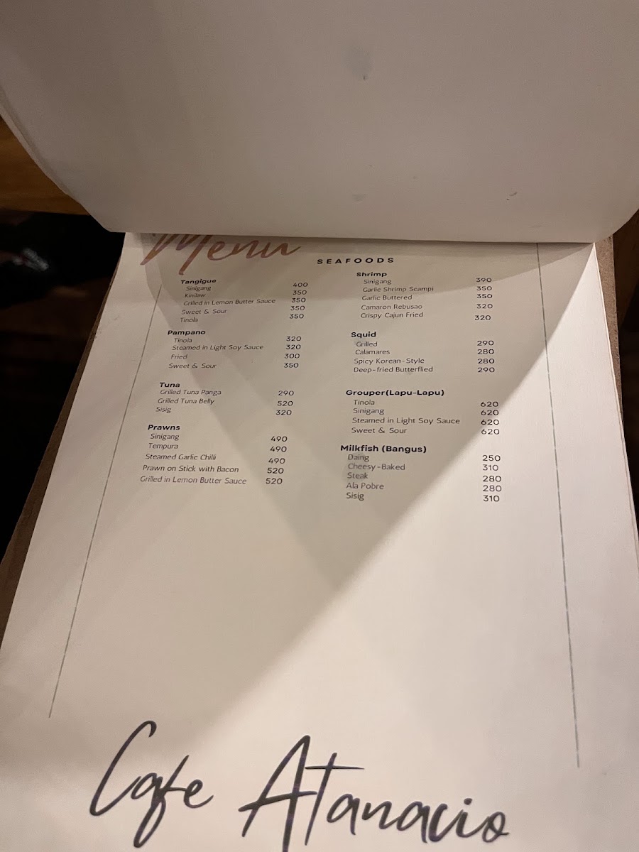 Cafe Atanacio menu board