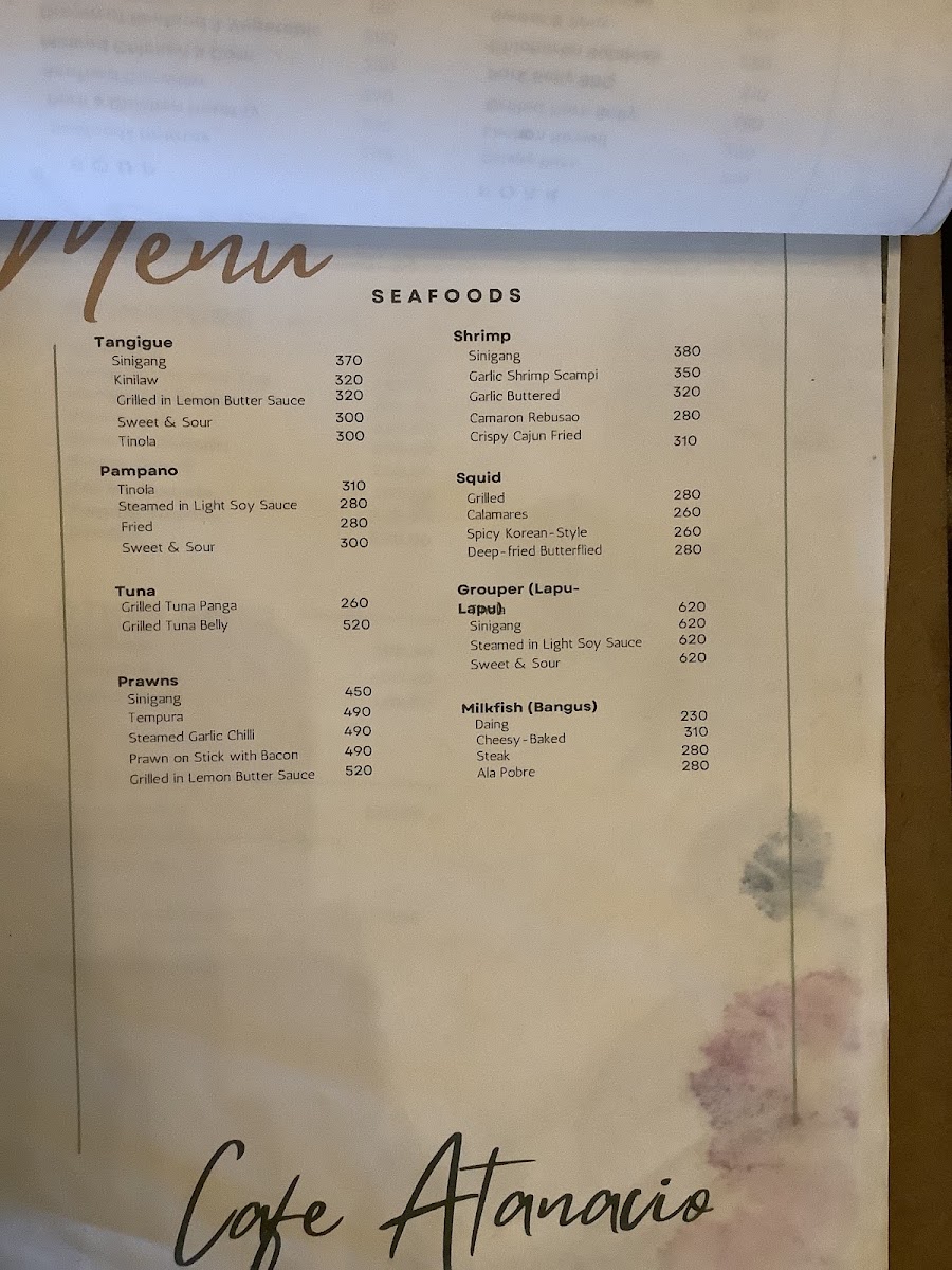 Cafe Atanacio menu board