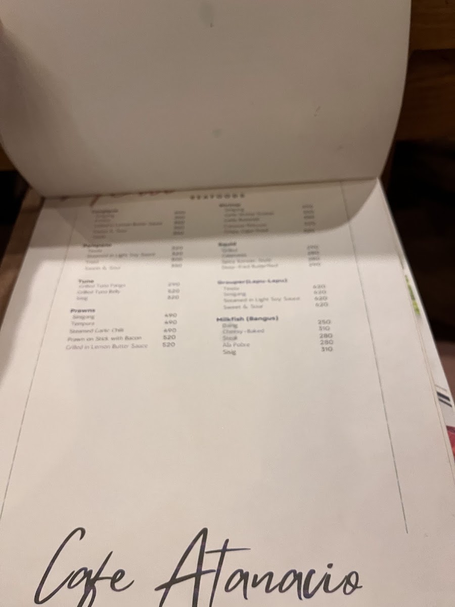 Cafe Atanacio menu board