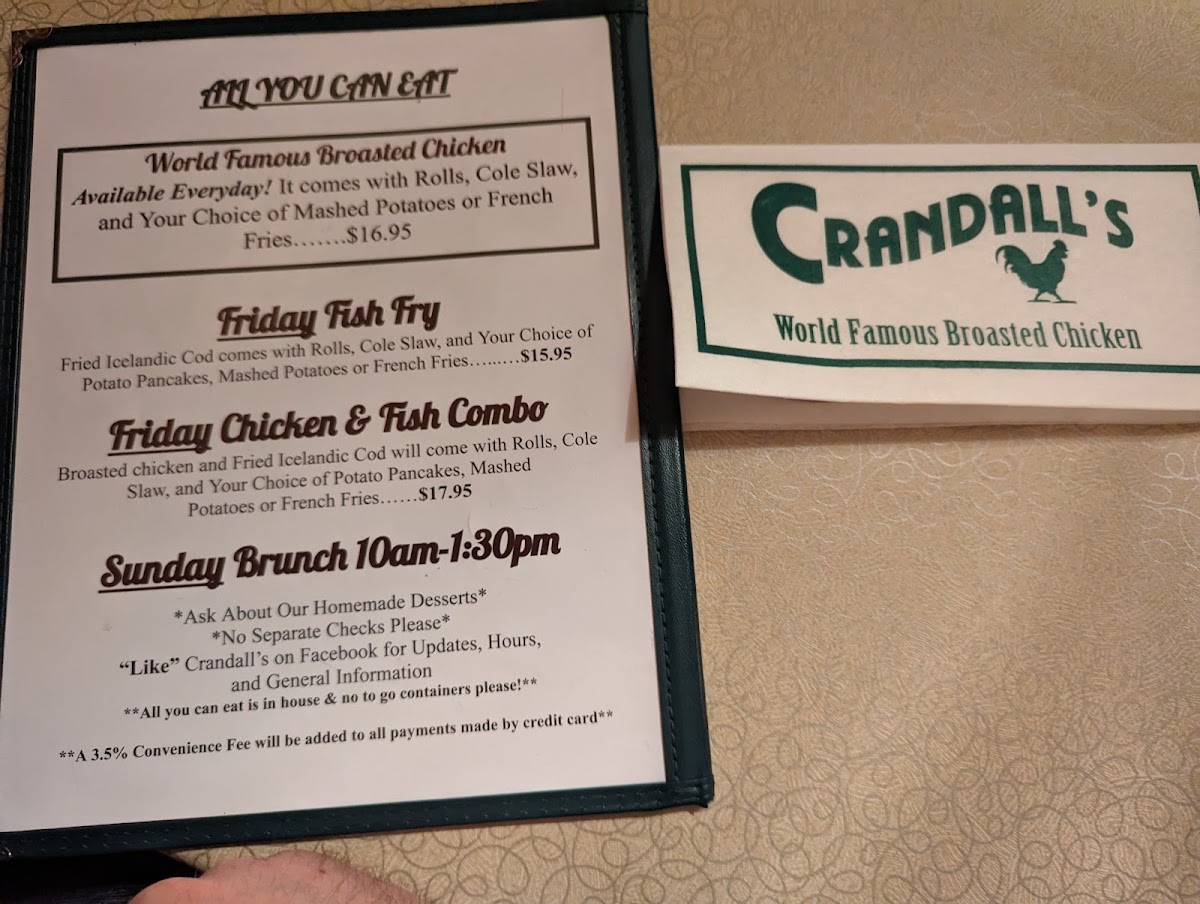 Crandall's Restaurant menu board