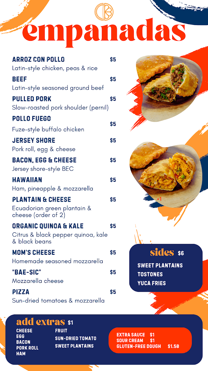 Fuze Eatery: Empanada House & Smoothie Bar menu board