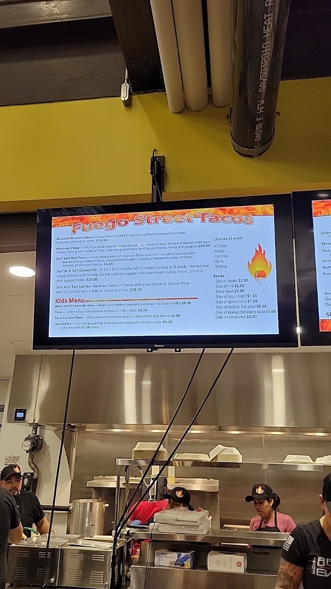 Fuego Street Tacos | Mexican menu board