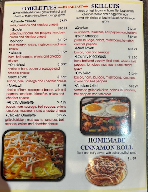 City Diner menu board