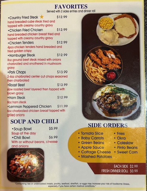 City Diner menu board