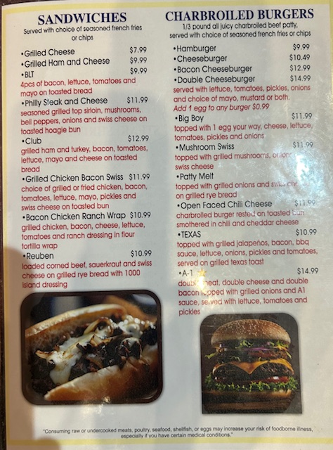 City Diner menu board