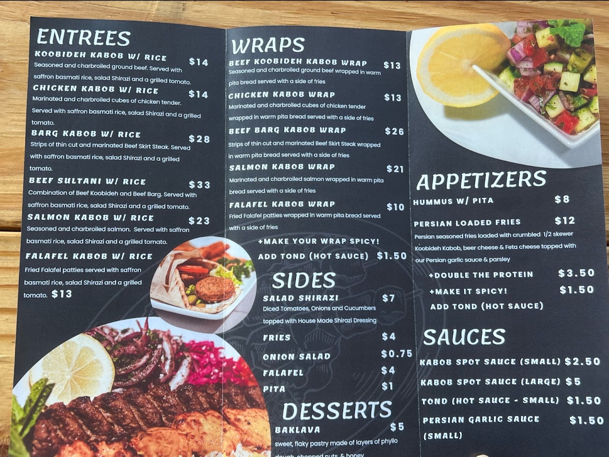 Kabob Spot menu board